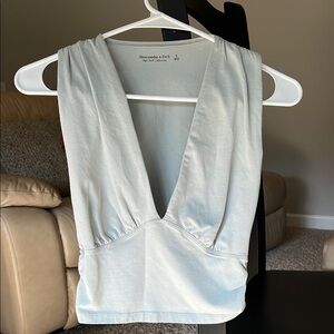 Abercrombie & Fitch Light Mint-Green Fitted V-Neck Tank Top